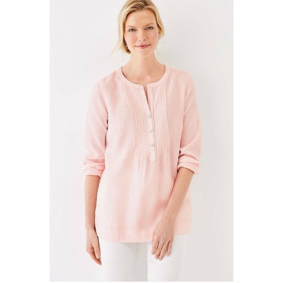 J.Jill Love Linen 100% Linen Boho Coastal Cowgirl Beachy Resort  Tunic Size L - Picture 2 of 14